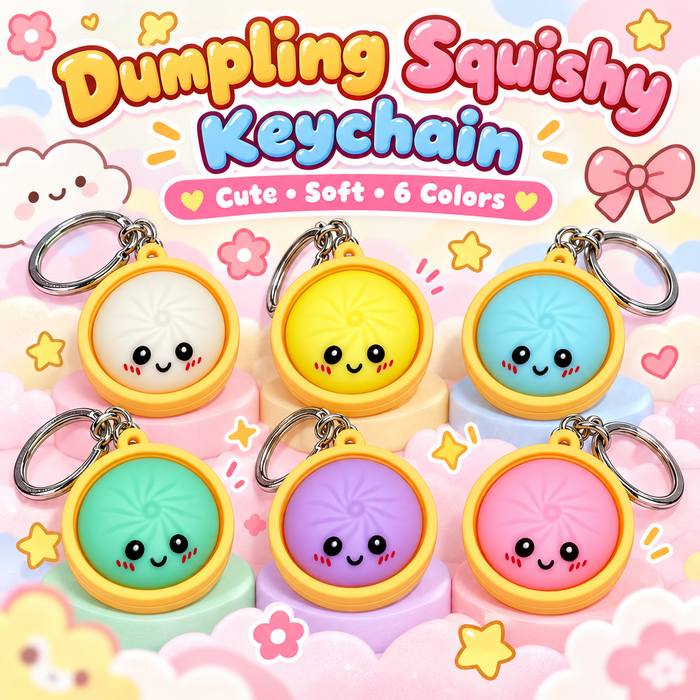 Dumpling Squishy Keychain — Stress Relief Charm