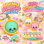 Dumpling Squishy Keychain — Stress Relief Charm