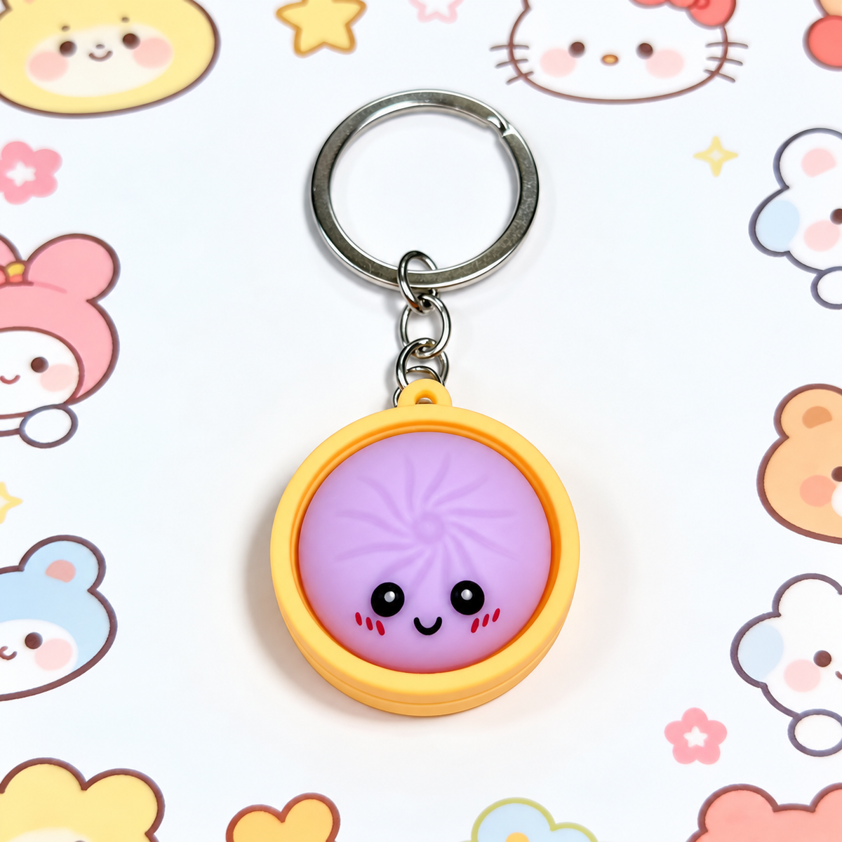 Dumpling Squishy Keychain — Stress Relief Charm