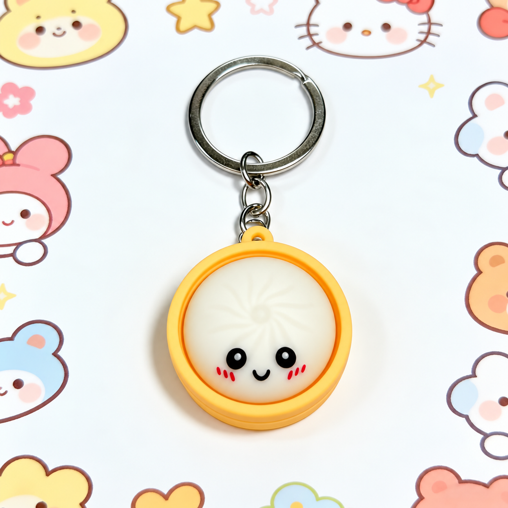 Dumpling Squishy Keychain — Stress Relief Charm