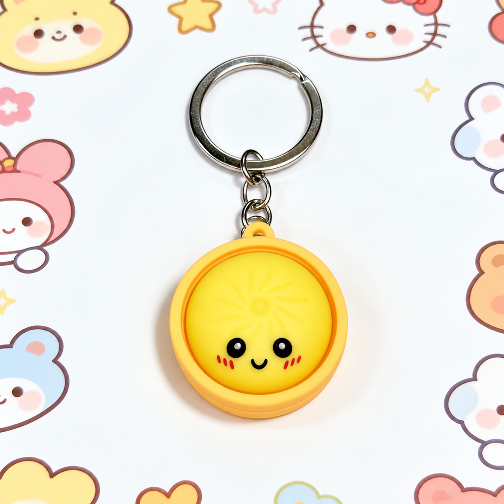 Dumpling Squishy Keychain — Stress Relief Charm