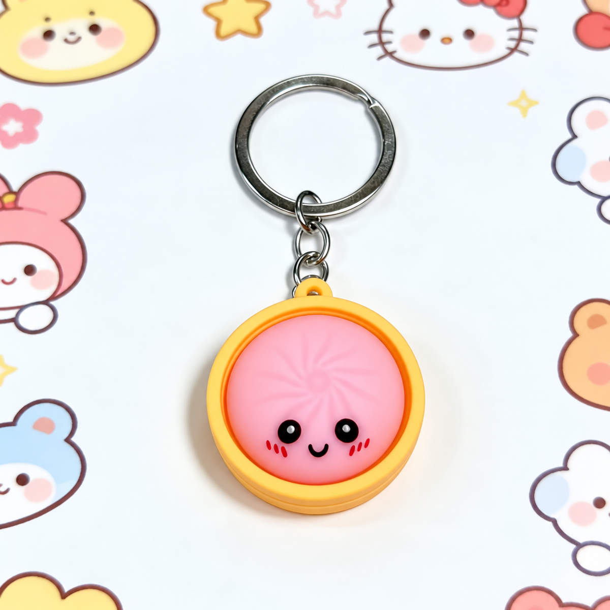 Dumpling Squishy Keychain — Stress Relief Charm