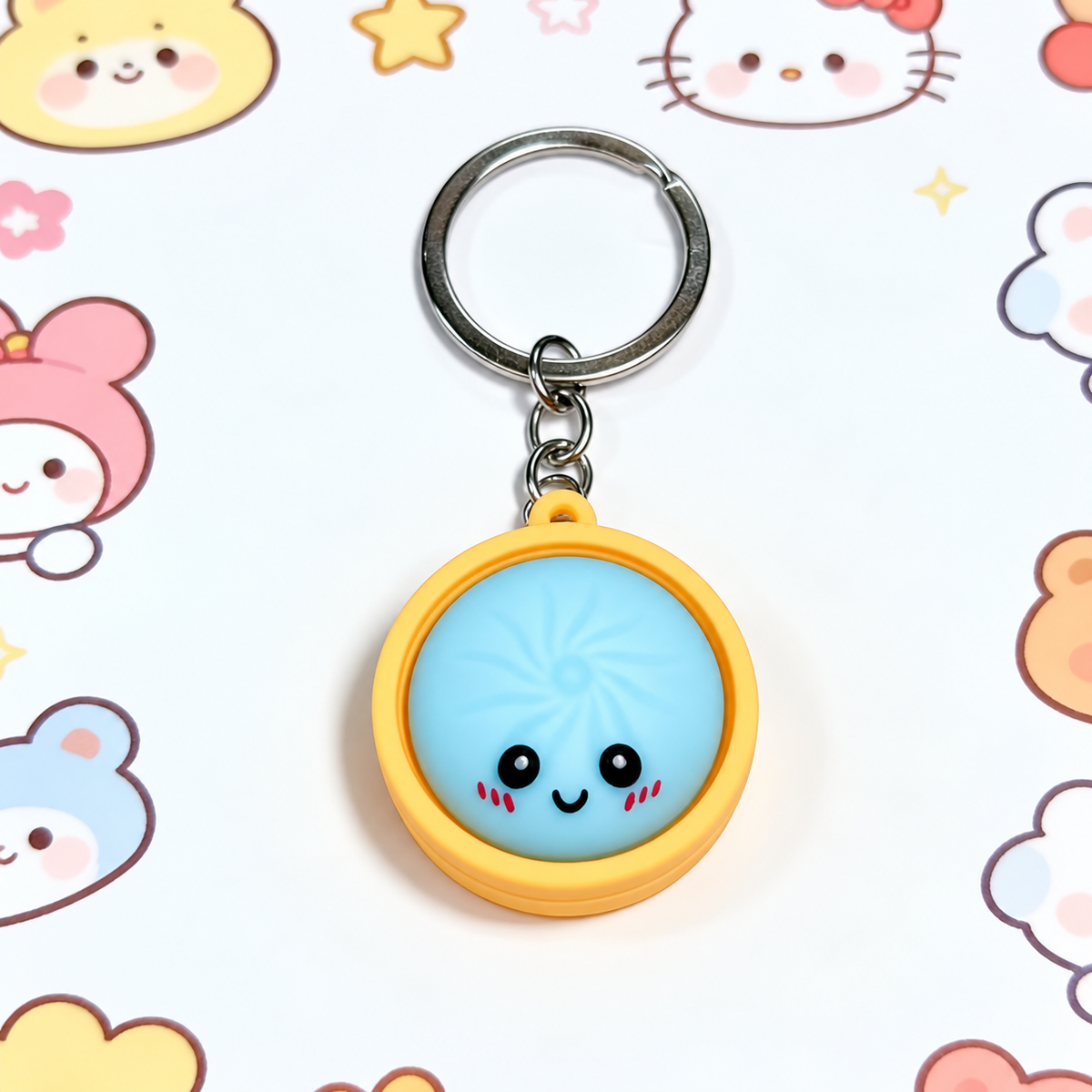 Dumpling Squishy Keychain — Stress Relief Charm